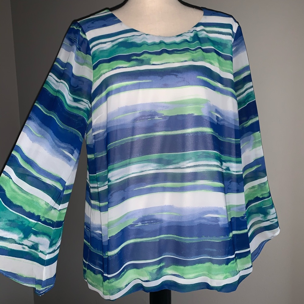 Blouse with great blue & green colors.